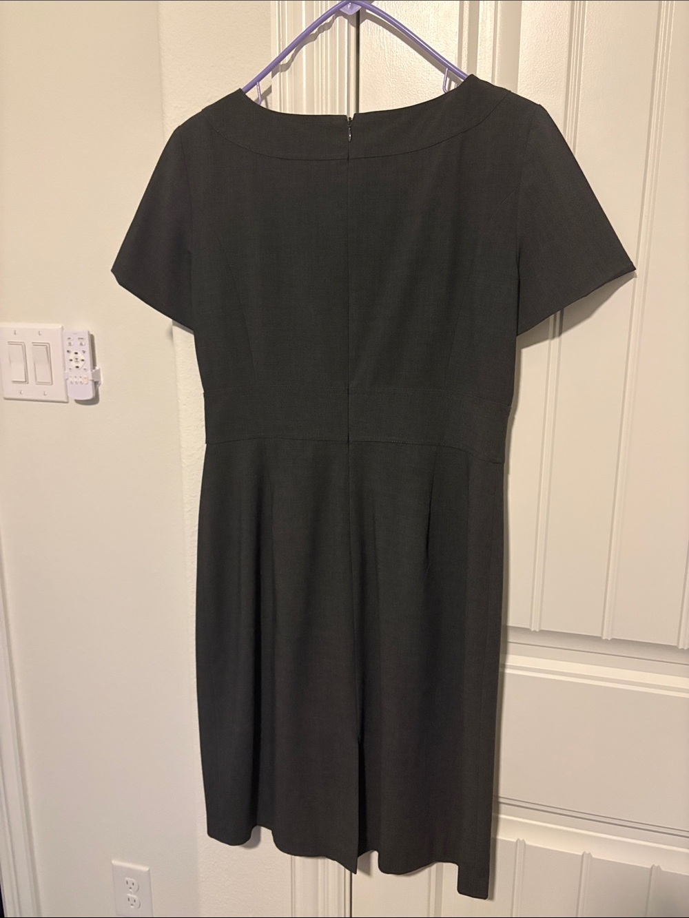 Tahari Dark Gray Short-Sleeve Midi Sheath Dress - Picture 3 of 3